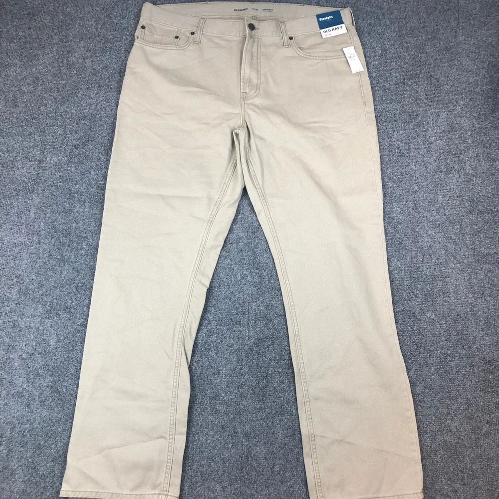 Old Navy Mens Straight Built-In Tough Khaki Pants Tan 38x32 339231-00-1